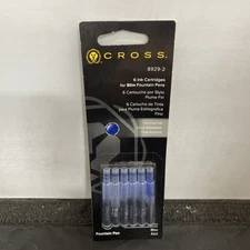 Cross Slim Fountain Slim Refills 6 Ink Cartridges Blue # 8929-2 NOS