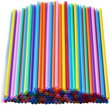 200 Pcs Colorful Long Disposable Plastic Drinking Straws 10 Inch