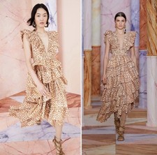 NWOT Ulla Johnson Viola Asymmetrical Ruffled Runway Silk Dress Size 4/ Small