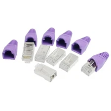 6 x RJ45 Cat5 Shield Modular Network Socket Connector w Boot Cap Protector