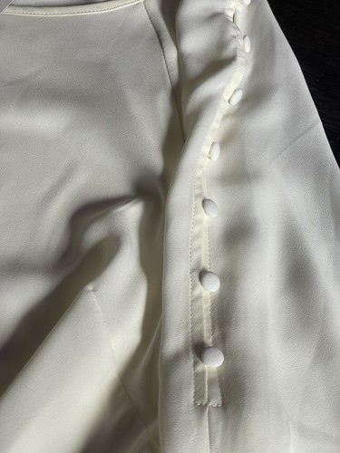 LANE BRYANT PLUS SIZE 22/24 3X OFF WHITE KEYHOLE BLOUSE TOP BUTTON CUFFS LINED - Picture 11 of 14