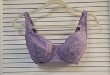 Frederick's of Hollywood Purple  Blue Floral Lace Balconette Bra 34DD Underwire