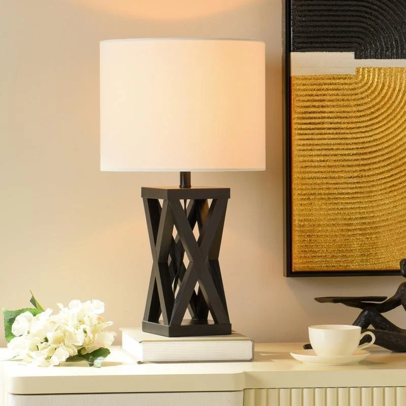 Base de lámpara de acento enchufe de luz construcción de madera interruptor fácil granja decoración del hogar Foto 4 de 4