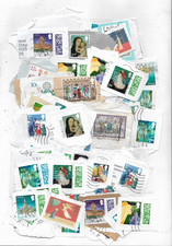 1932] 100 USED GB unpicked 1st/2nd class mixed Christmas stamps on paper