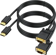 2-Pack 1M 3.3ft HDMI Male to SVGA VGA M Adapter Converter Cable Lead GOLD PLATED