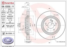 BREMBO Brake Disc Vented Front Axle Braking Fits Honda Odyssey 09.E232.11