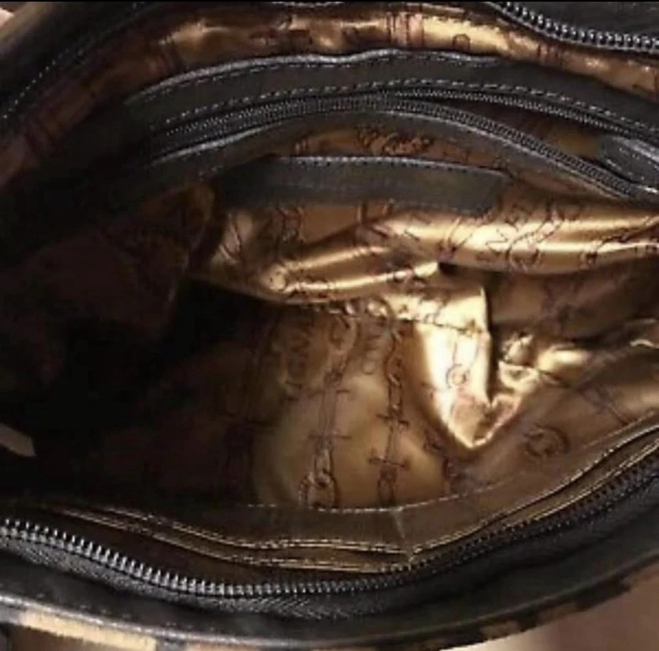 Tignanello Bolso de Mano de Cuero Bandolera Cartera Animal Leopardo Gamuza Cierre de Cremallera Foto 4 de 4