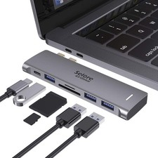 USB C Adapter for MacBook Pro/Air M1 M2 M3 2021 2020 2019 6 IN 1, Space Grey