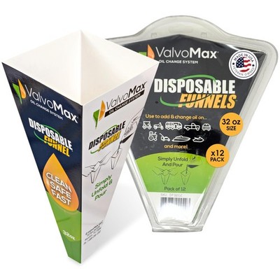 Disposable Funnels 12Pack 32oz  Glossy Paper for Oil Changes & Fluids