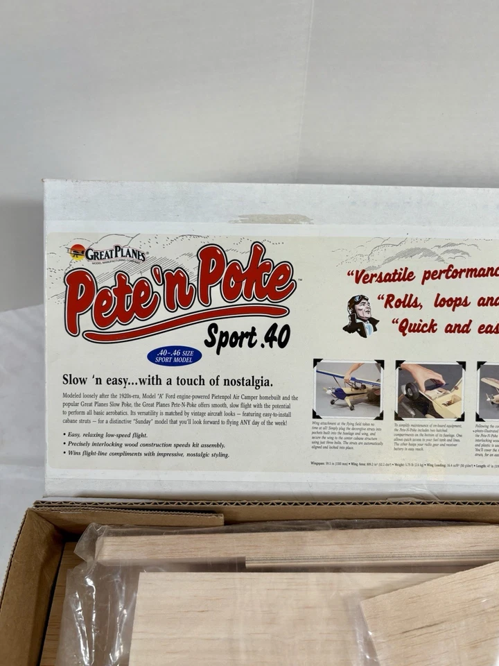 Great Planes Pete n Poke Sport 40 RC Plane Kit, Discontinued!  NEW IN OPEN BOX - Image 2 of 4