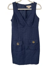 MICHAEL Michael Kors Sheath Dress Size 6 Textured V Neck Sleeveless Office Work