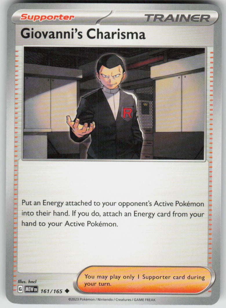 Pokemon Giovanni's Charisma - Uncommon SV: Scarlet & Violet 151 161/165 NM