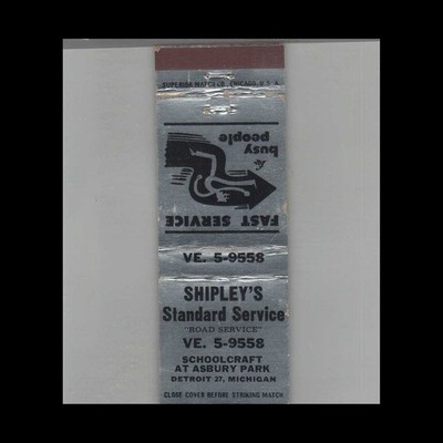 Matchbook Cover Shipley's Standard Service Detroit MI