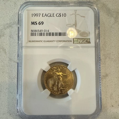 1997 GOLD US AMERICAN EAGLE $10 DOLLAR COIN 1/4 OZ COIN NGC MINT STATE 69