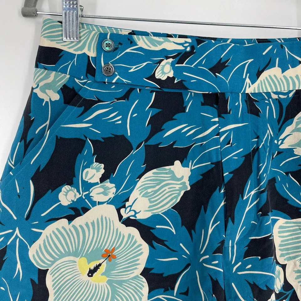 Pantalones Cortos Equipment Lyra Azul Sajonia Hawaiano Floral Seda Talla 4 Nuevos con Etiquetas Foto 4 de 4