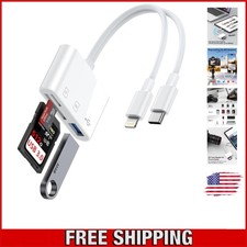 Compact 3-in-1 USB-C & Lightning Card Reader - Fast Transfer for Photos & Videos