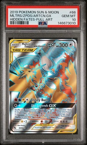 Pokemon Card PSA 10 Moltres & Zapdos & Articuno GX 66/68 Hidden Fates