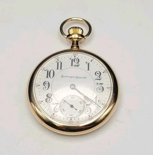 Antique 1908 Burlington Special Illinois 19J Pocket Watch 25 Years GF Runs Great