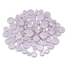 200g Multi-Size Iridescent Round Mosaic Tiles for Crafts Light Purple