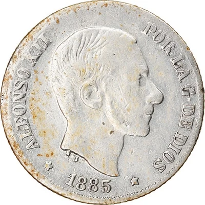 Monnaie, Philippines, 10 Centimos, 1885, TTB+, Argent, KM:148 - Photo 1/2