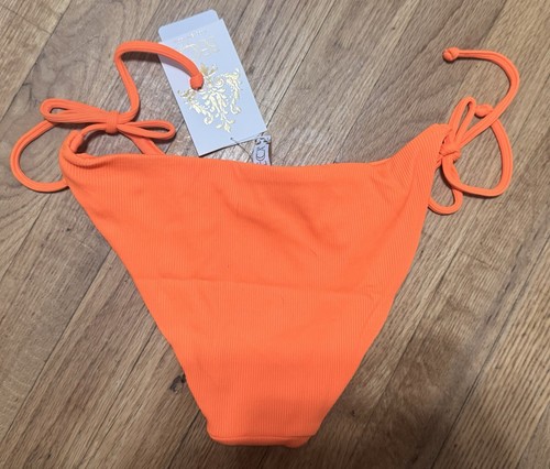 Becca Demi Ribbed Tie Side Hipster Bikini Bottom in Atomic Tangerine Sz Med $54 - Picture 6 of 7