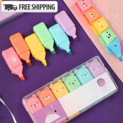 5pcs/Set Mini Bear Highlighters Office Stationary Back to School Marker set