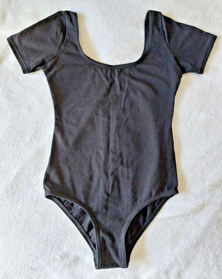 Ballettbody für Mädchen ''Capezio'', Schwarz/Kurzarm, Baumwolle, Gr. 140/12 J. 