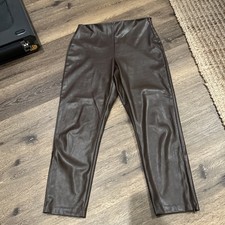 Old Navy Pleather Pants Size 12 Brown Extra High Rise OG Skinny Faux Leather LN