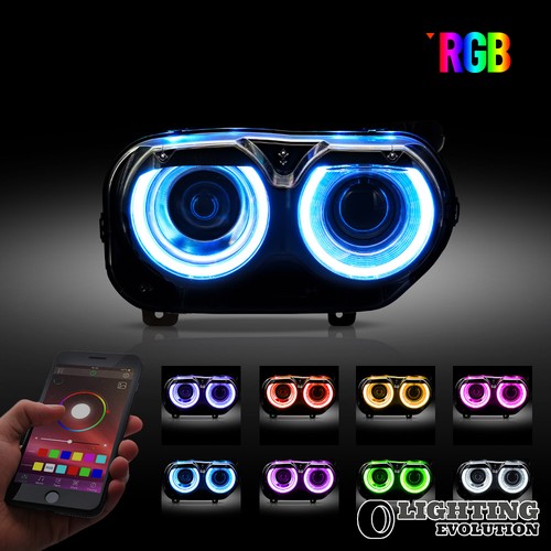 Faros LED RGB para Dodge Challenger R/T SRT Hellcat SXT SE 2015 2016-2022 - Imagen 18 de 19
