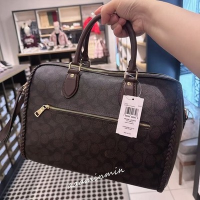 NWT Coach CCE36 Rowan Large Satchel Bag In Signature With Fringe