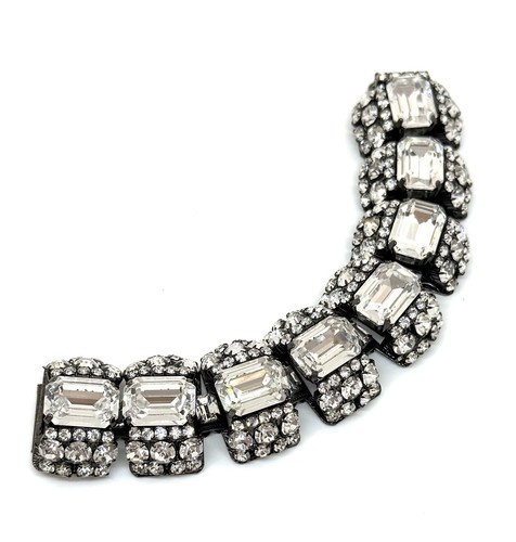 Moans Couture Bracelet w Large Rhinestones Links Signed - Picture 2 of 7