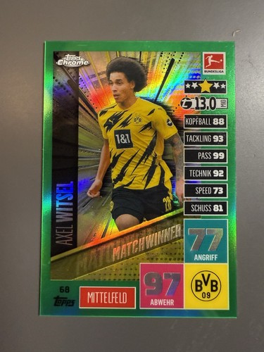 Bundesliga Topps Chrome 2020-21 Match Attax Green Refractor Axel Witsel 66/99