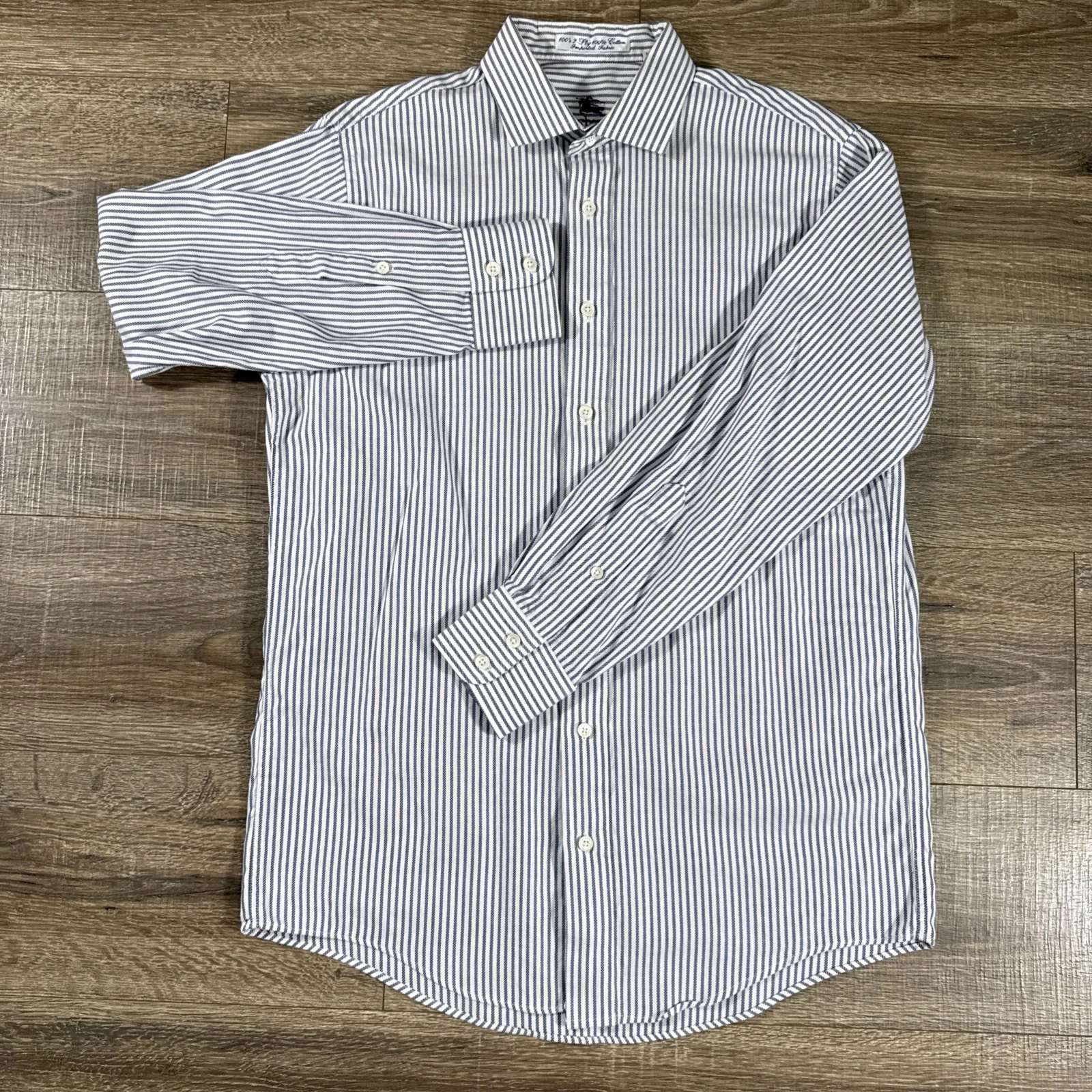 Camicia Burberry vintage uomo 15 5 x 33 blu bianco USA abito Londra Inghilterra lusso