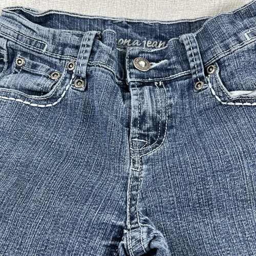 Arizona Jeans Girls 8 Slim Studded Capri Medium Wash Diamond Accent Rock Staple - Picture 11 of 18