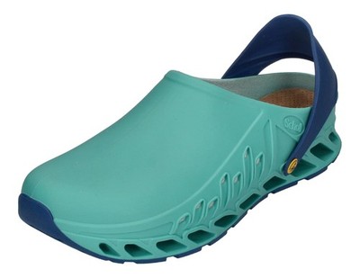 Scholl Evoflex Sanitärclogs Teal ultraleicht mit Fersenriemen Memory-Sohle