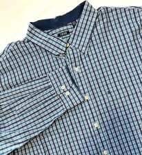 IZOD Men's Shirt Size 3XL Tall Long Sleeve Button Down Blue Green Plaid BNWT   