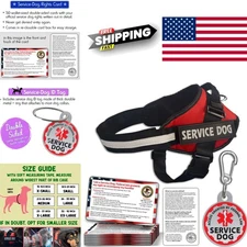 Metal ID Tag and 5 ADA Cards with Reflective Service Dog Vest for All Breeds