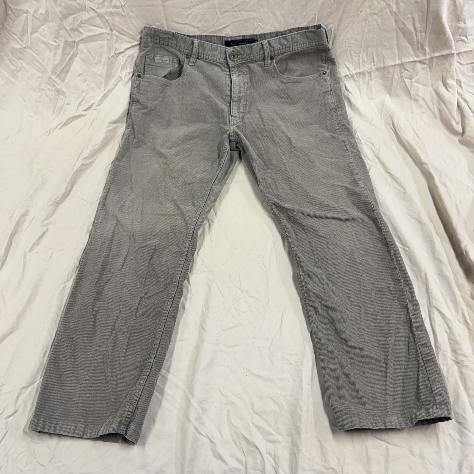 Calvin Klein Straight Beige/Gray/Tan Corduroy Jeans Men's Tag 36x30 Fits 36x28