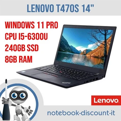 Lenovo ThinkPad T470s · i5-6300U · 8GB · 240GB