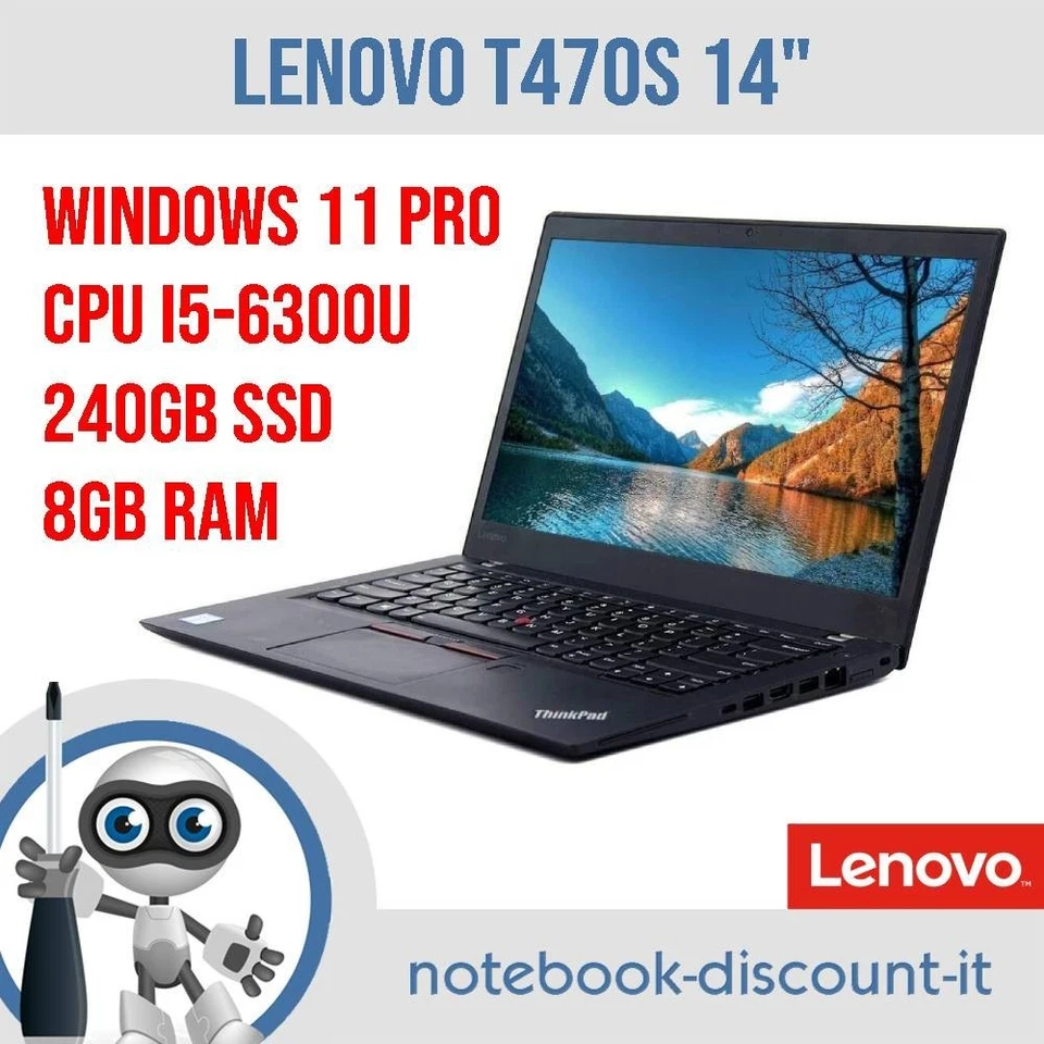 Lenovo ThinkPad T470s · i5-6300U · 8GB · 240GB, foto 1 di 5
