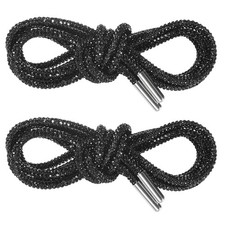 1-Pair Rhinestone Shoelaces 63" Crystal Cords for Sneakers Black