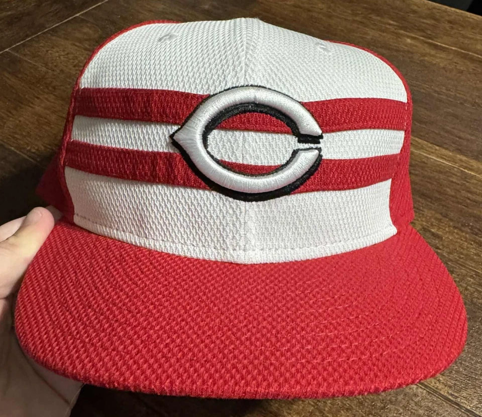 Cincinnati Reds Hat Cap Fitted Mens 7 1/8 Red White MLB 59Fifty All Star Game - Image 2 of 4