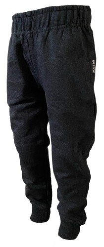 Boy’s Jogger Pants Black Marl Ribbed Cuff Tracksuit Bottom Sports Gym Sweatpants - Picture 3 of 4