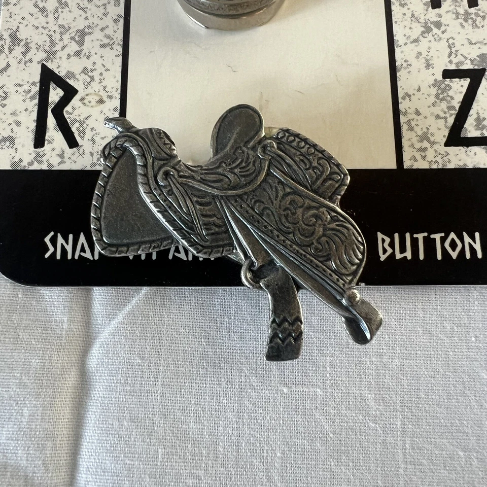 Western Theme Silver Button Covers 5 Vintage Cowboy Boots Hat Saddle Nickel - Image 4 of 4