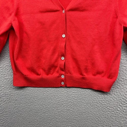 Lands End Girls Cardigan Sweater Red Knit Long Sleeve V-Neck Button Size L 14-16 - Picture 4 of 10