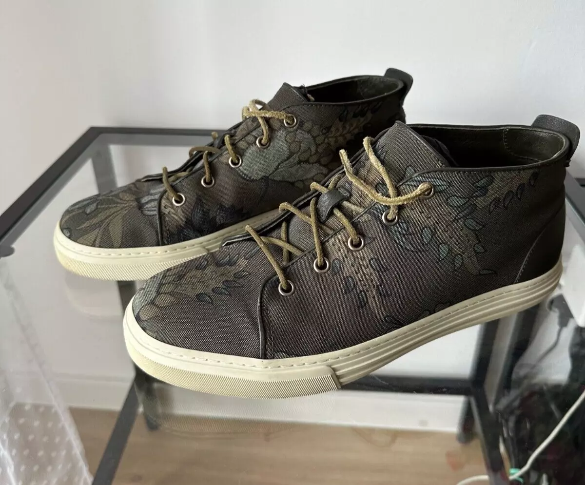 AUTH ! Baskets Gucci en tissu toile fleurie vert moyen US8.5 342048