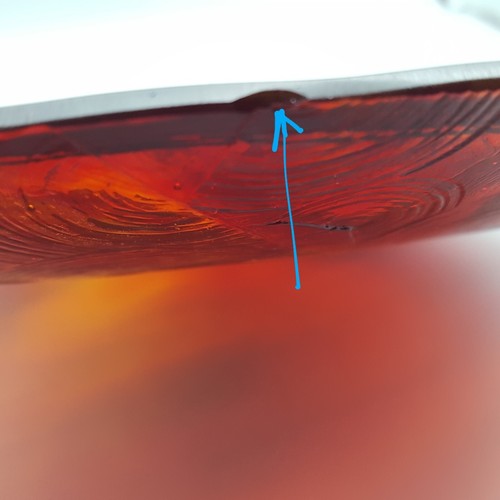 Kokomo Opalescent Glass Co 11.4" Plate Signed M Malone 1973 Amber, Gold Tone USA - Picture 9 of 12
