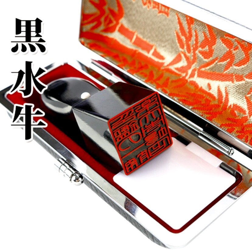 Japanese name stamp 21mm /HANKO seal KANJI with case & mini ink