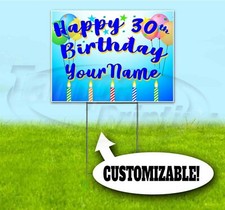 HAPPY BIRTHDAY CUSTOM AGE AND NAME 18x24 Yard Sign WITH STAKE Corrugated Bandit