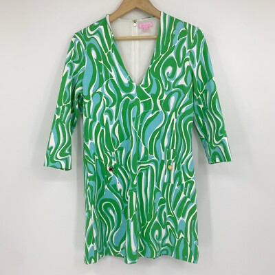 Lilly Pulitzer Charlena Resort Ponte Shift Dress Blue Green Finders Keepers  Sz M | eBay